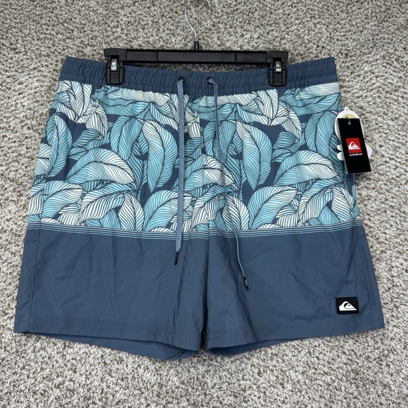 Quiksilver Other - Quiksilver‎ Swim Trunks  Men's Large Blue Shadow Lined Board Shorts Floral New